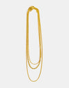 Stainless Steel 18K Gold Pleated Triple Layer Necklace