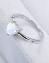 Inlaid Moonstone Heart Adjustable Open Ring