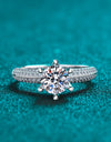 2 Carat Moissanite 925 Sterling Silver Side Stone Ring