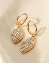 Inlaid Rhinestone Leaf Drop Earrings