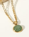 Inlaid Stone Round Pendant Chain Necklace