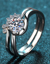 Moissanite Rhodium-Plated Two-Piece Ring Set