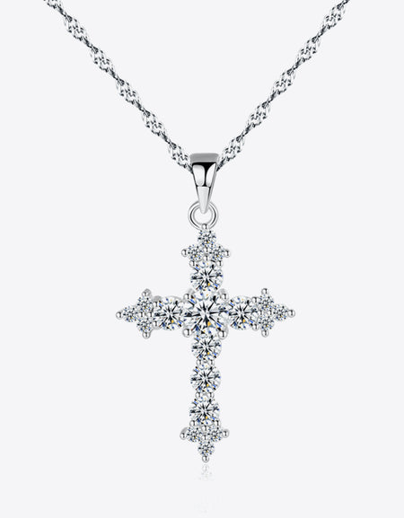 Zircon Cross Pendant 925 Sterling Silver Necklace