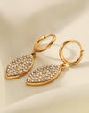 Inlaid Rhinestone Leaf Drop Earrings