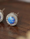 Opal 4-Prong Round Stud Earrings