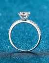 Rhodium-Plated 2 Carat Moissanite Four-Prong Ring