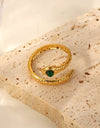 Snake Charmer Malachite Snake-Shaped Bypass Ring