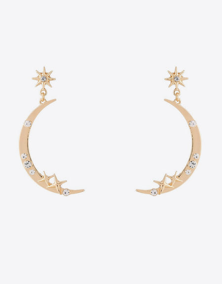 Zircon Star and Moon Alloy Earrings