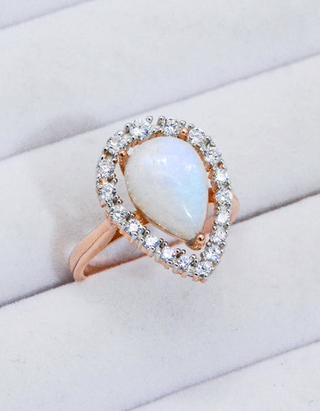 Moonstone Teardrop-Shaped 925 Sterling Silver Ring