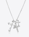 Inlaid Zircon Cross Pendant 925 Sterling Silver Necklace