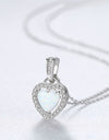 Opal Heart Pendant 925 Sterling Silver Necklace