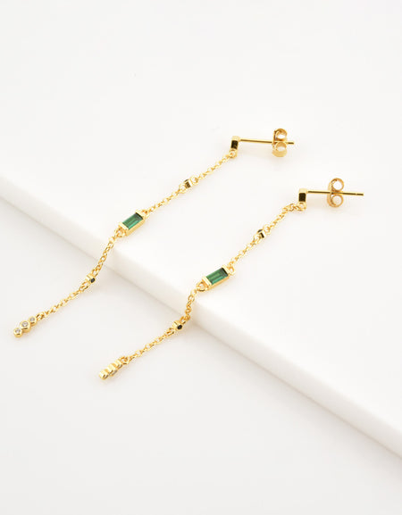 Inlaid Zircon 18K Gold-Plated Earrings