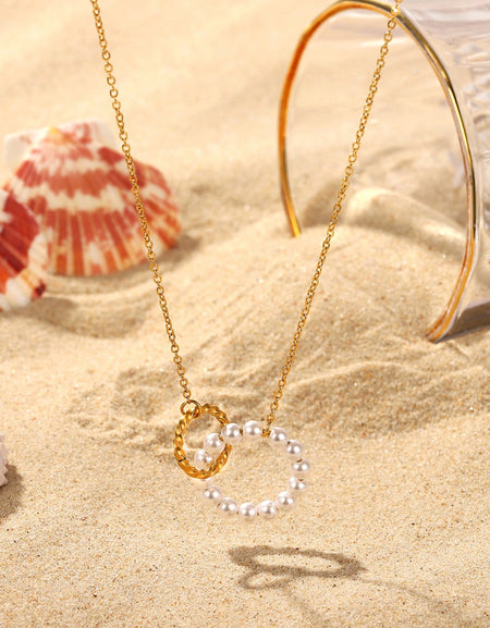 Pearl Hoop Link Pendant Necklace