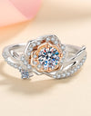 925 Sterling Silver Rose-Shaped Moissanite Ring