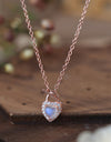 Moonstone Heart Lock Pendant Necklace