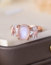 High Quality Natural Moonstone 925 Sterling Silver Three Stone Ring