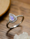 Moonstone Teardrop 925 Sterling Silver Halo Ring