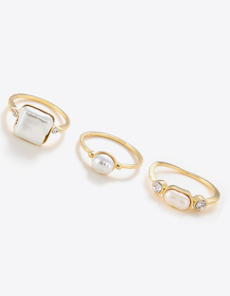 Pearl 18K Gold-Plated Ring Set