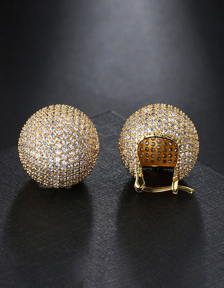 Inlaid Cubic Zirconia Brass Earrings