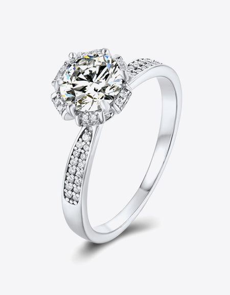 925 Sterling Silver 1 Carat Moissanite Ring