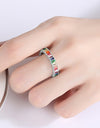 Multicolored Cubic Zirconia 925 Sterling Silver Ring