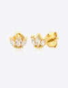 925 Sterling Silver Zircon Decor Stud Earrings