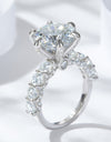 3-Carat Moissanite Platinum-Plated Side Stone Ring