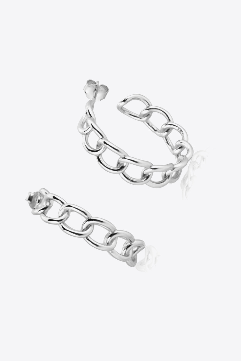 Chain C-Hoop 925 Sterling Silver Earrings