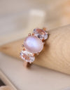 High Quality Natural Moonstone 925 Sterling Silver Three Stone Ring