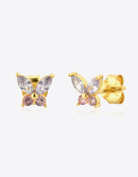 Inlaid Zircon Butterfly-Shaped Stud Earrings