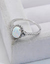 925 Sterling Silver Platinum-Plated Opal Ring