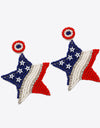 US Flag Beaded Star Earrings