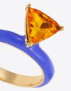 18K Gold Plated Triangle Glass Stone Ring