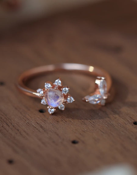 Moonstone 18K Rose Gold-Plated Open Ring