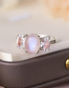 High Quality Natural Moonstone 925 Sterling Silver Three Stone Ring