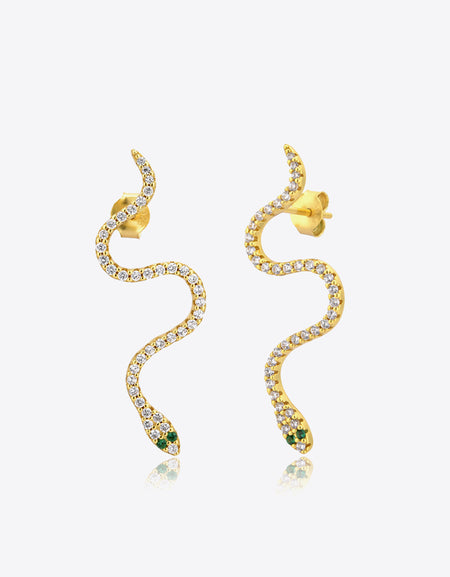 Snake-Shaped 925 Sterling Silver Earrings