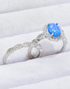 2-Piece 925 Sterling Silver Opal Ring Set