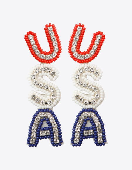 USA Beaded Zircon Decor Earrings