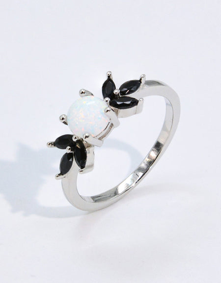 Opal and Zircon Contrast Ring