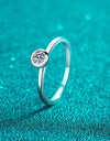 Moissanite Rhodium-Plated Solitaire Ring