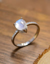 High Quality Natural Moonstone Teardrop Side Stone Ring