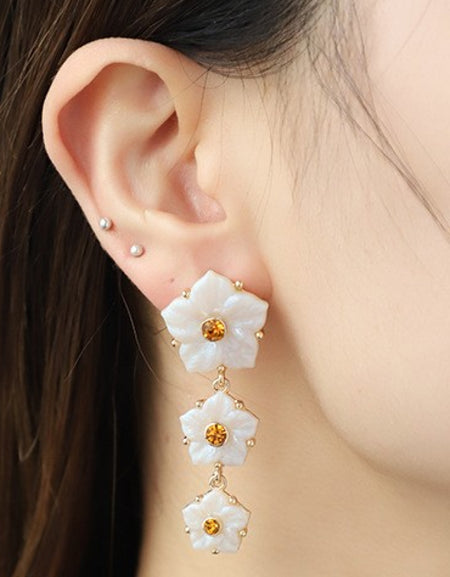 Contrast Resin Flower Earrings