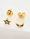 Star and Moon Zircon Mismatched Earrings