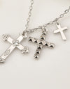 Inlaid Zircon Cross Pendant Necklace