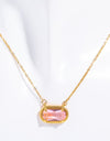 Copper 14K Gold Pleated Pendant Necklace