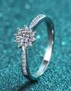 Moissanite Rhodium-Plated Snowflake Ring