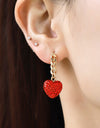 Rhinestone Heart Chain Drop Earrings