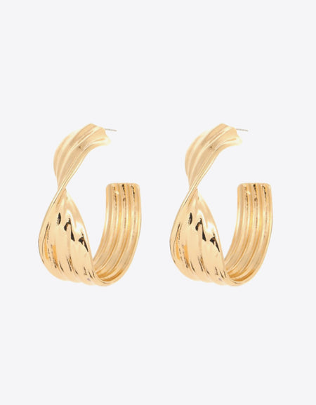 Twisted C-Hoop Alloy Earrings