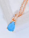 Teardrop Turquoise 4-Prong Pendant Necklace