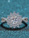 Moissanite Flower-Shape Split Shank Ring